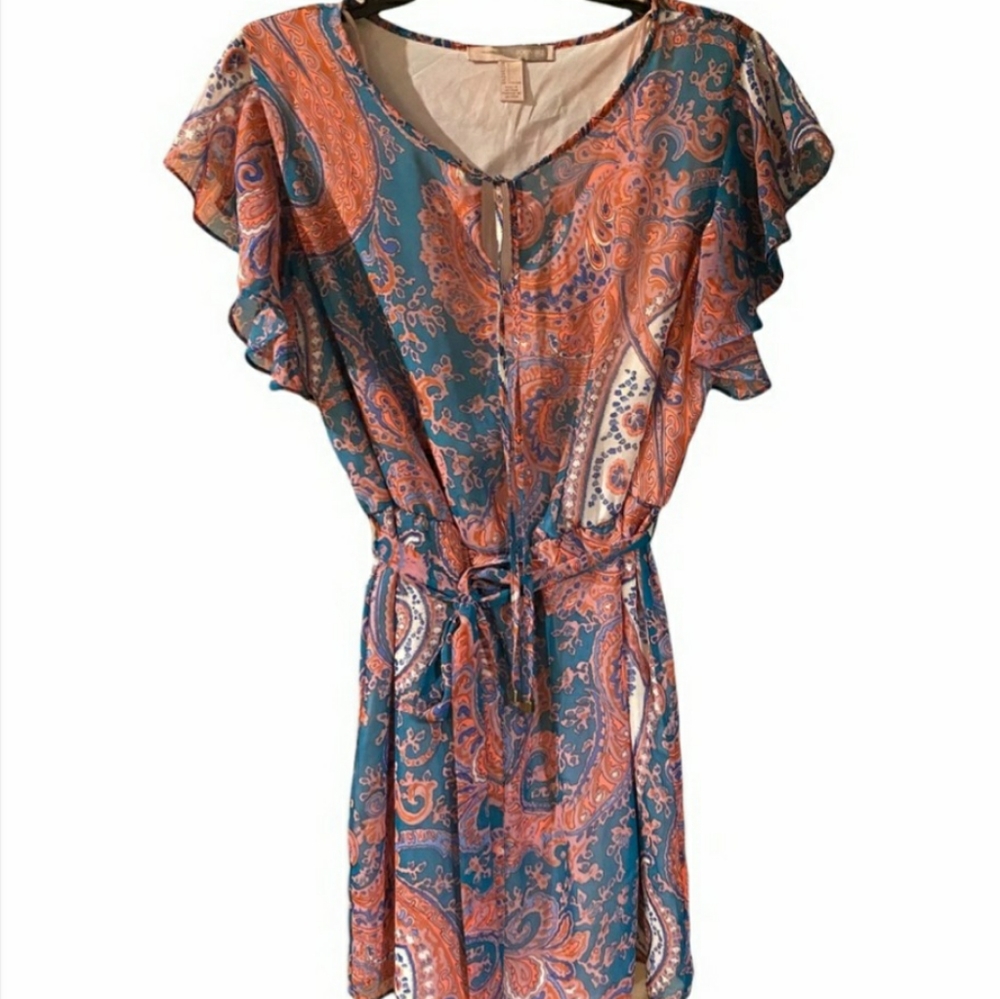 forever 21 paisley pattern flutter sleeve dress